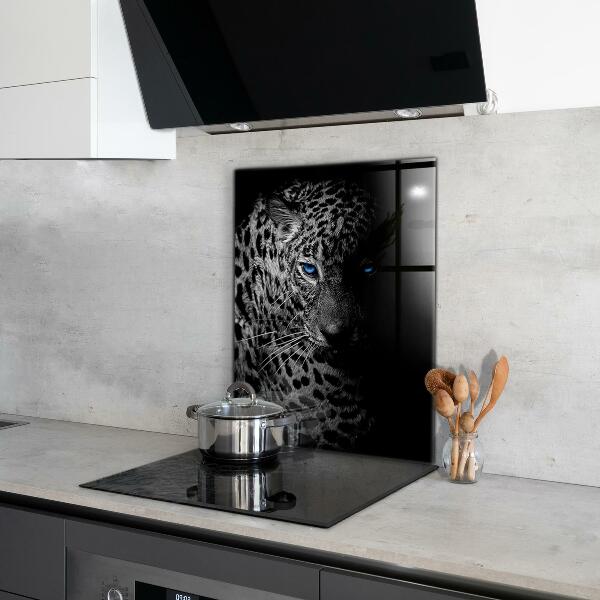 Hob splashback Dark panther wild cat