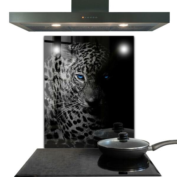 Hob splashback Dark panther wild cat