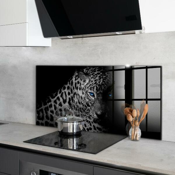 Hob splashback Dark panther wild cat