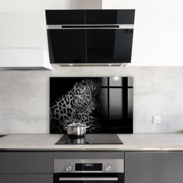 Hob splashback Dark panther wild cat