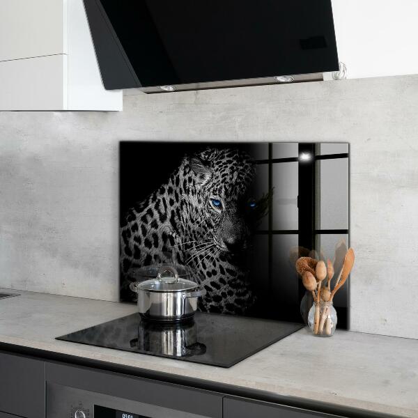 Hob splashback Dark panther wild cat