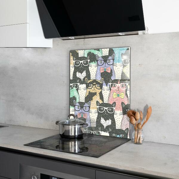 Hob splashback Cat hipster funny illustration