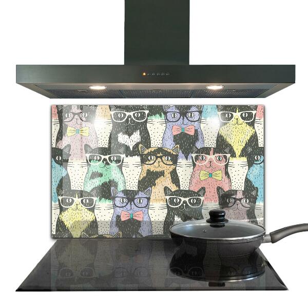 Hob splashback Cat hipster funny illustration