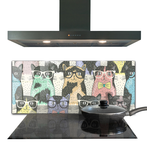 Hob splashback Cat hipster funny illustration