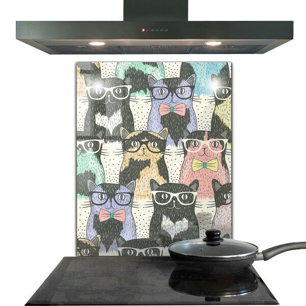 Hob splashback Cat hipster funny illustration