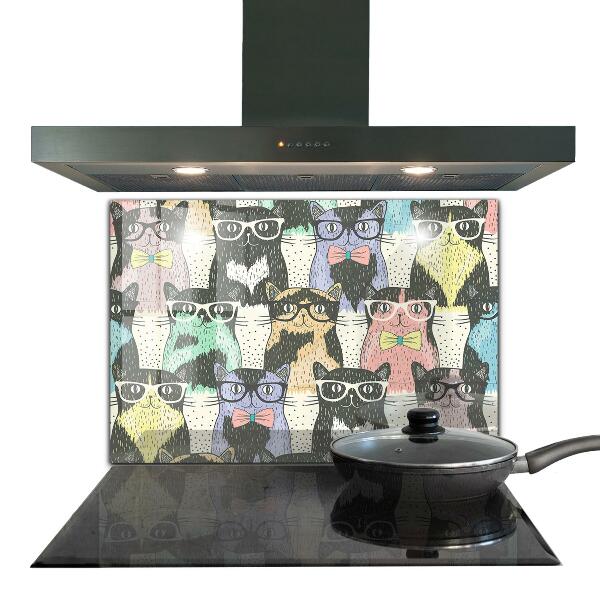 Hob splashback Cat hipster funny illustration