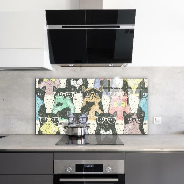 Hob splashback Cat hipster funny illustration