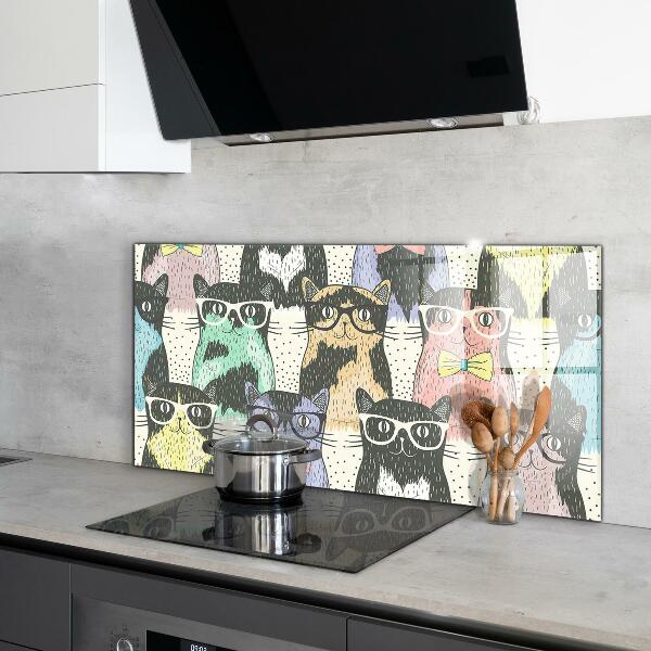 Hob splashback Cat hipster funny illustration