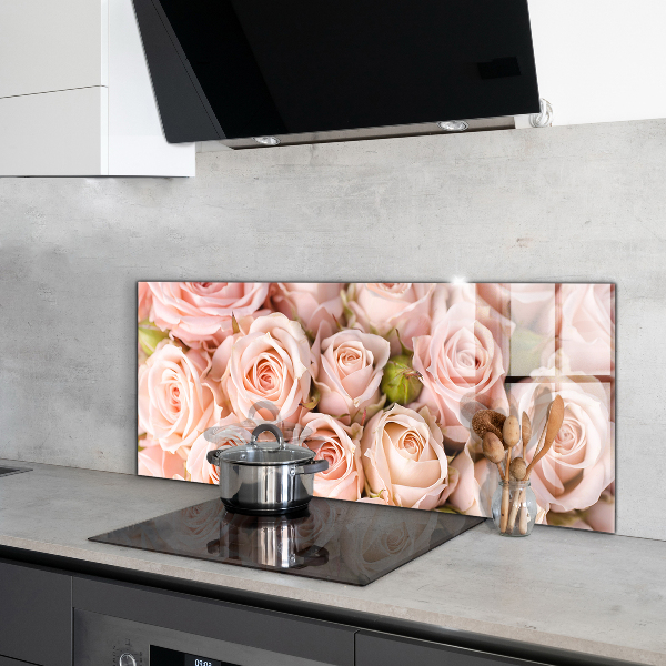 Kitchen wall panels Bouquet of delicate roses