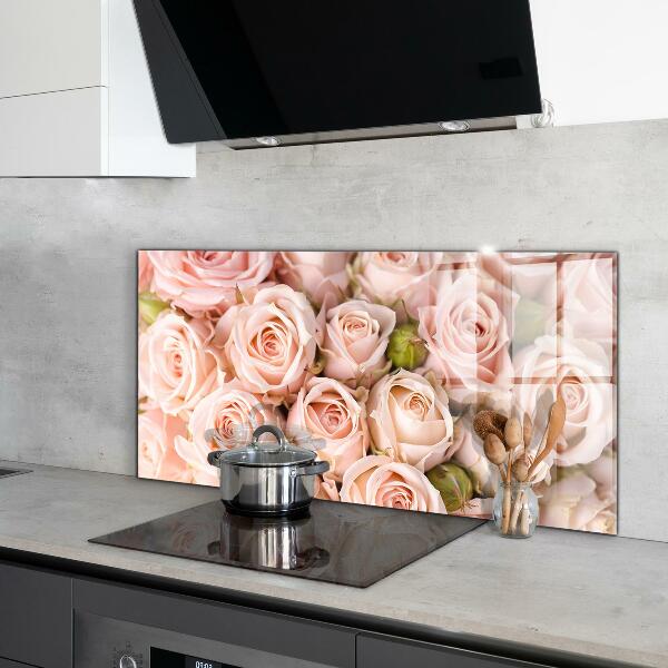 Kitchen wall panels Bouquet of delicate roses