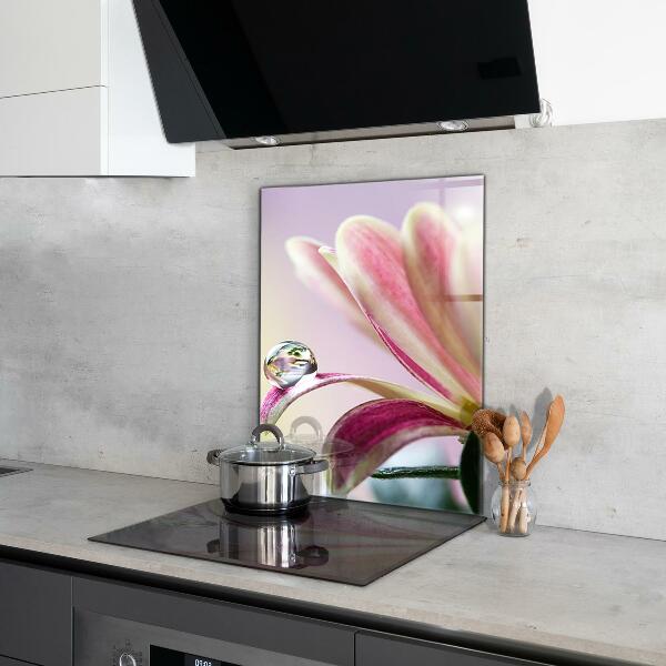 Kitchen wall panels Flower with dew drop morning