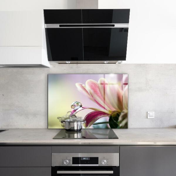 Kitchen wall panels Flower with dew drop morning