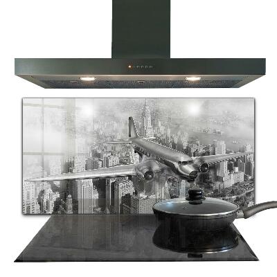 Kitchen wall panels Plane over new york