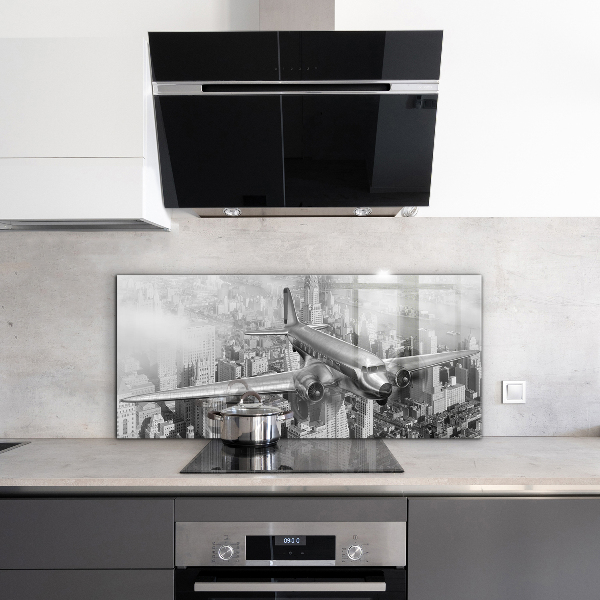 Kitchen wall panels Plane over new york
