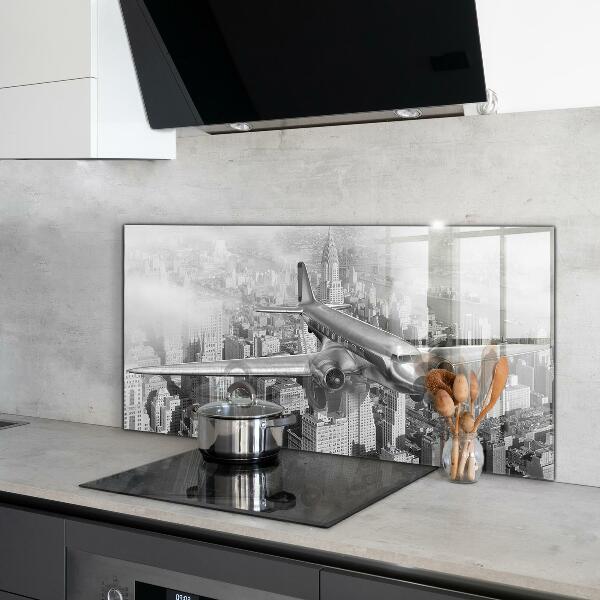 Kitchen wall panels Plane over new york