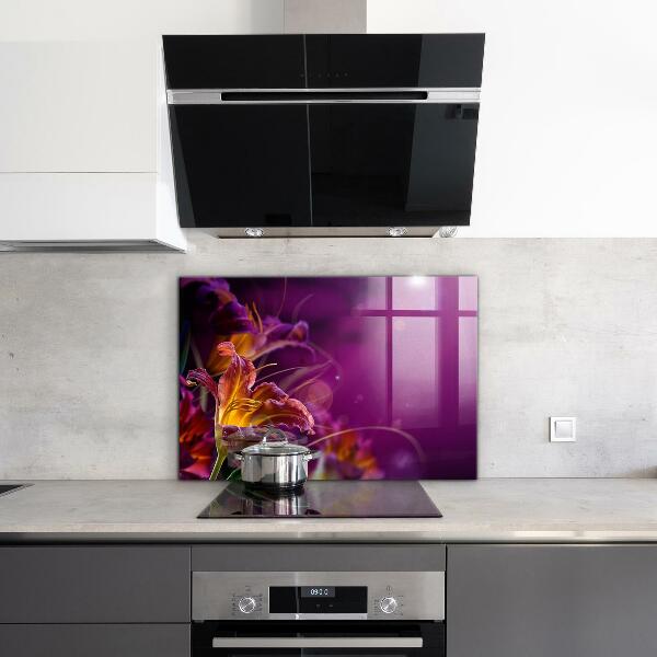 Kitchen wall panels Dark flower dark plant