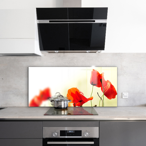 Kitchen wall panels Field meadow with red poppies