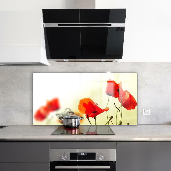 Kitchen wall panels Field meadow with red poppies