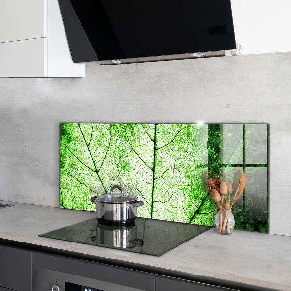 Kitchen wall panels Green leaf texture