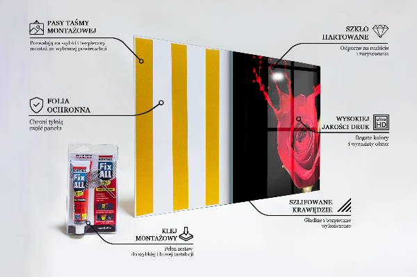 Kitchen wall panels Red rose abstract