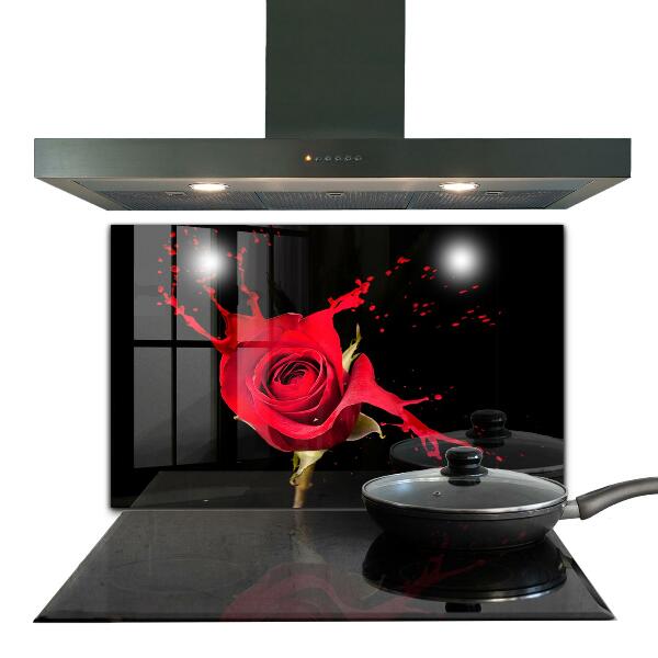 Kitchen wall panels Red rose abstract