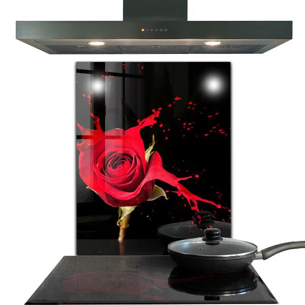 Kitchen wall panels Red rose abstract