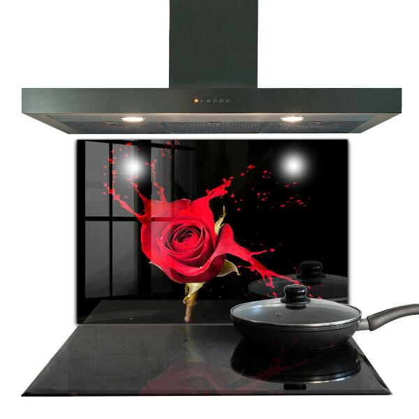 Kitchen wall panels Red rose abstract