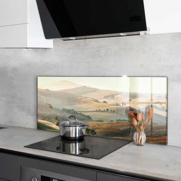 Kitchen glass panel Tuscany landscape with vineyards