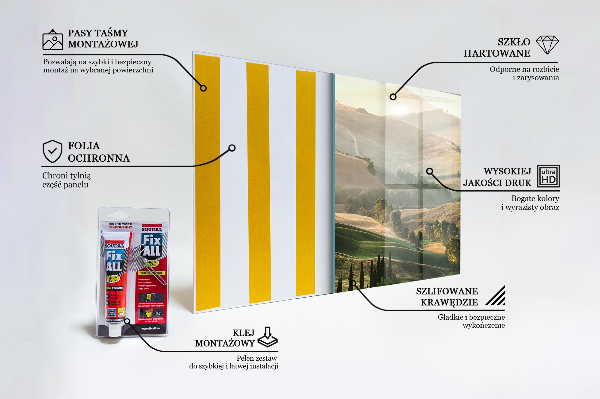 Kitchen glass panel Tuscany landscape with vineyards