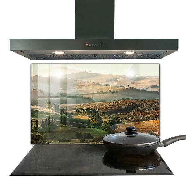 Kitchen glass panel Tuscany landscape with vineyards