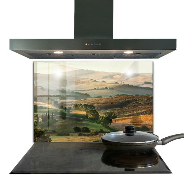 Kitchen glass panel Tuscany landscape with vineyards