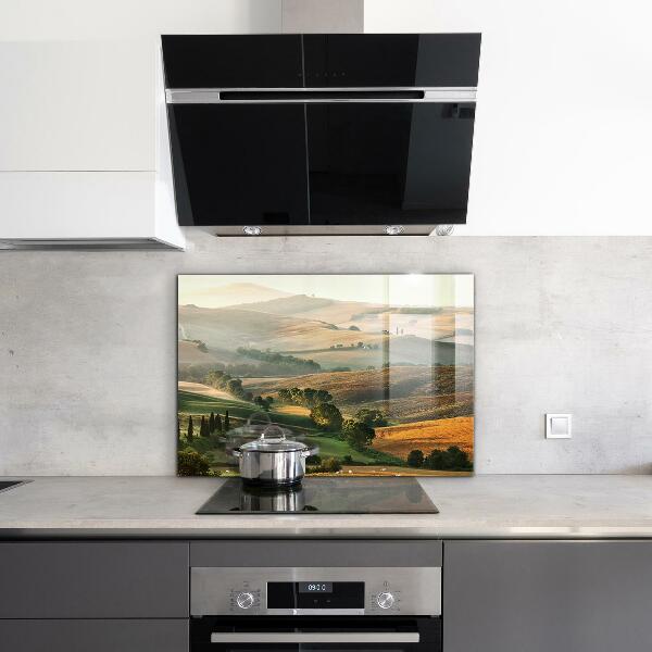 Kitchen glass panel Tuscany landscape with vineyards