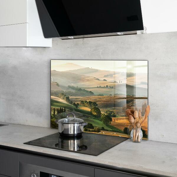 Kitchen glass panel Tuscany landscape with vineyards