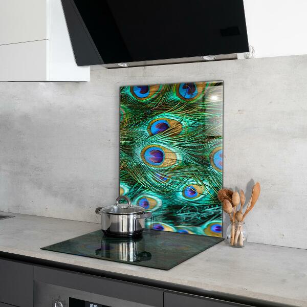 Kitchen glass panel Peacock feathers beautiful nature