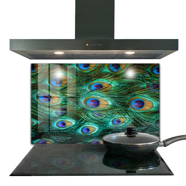 Kitchen glass panel Peacock feathers beautiful nature