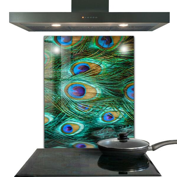Kitchen glass panel Peacock feathers beautiful nature