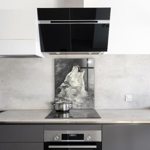 Hob splashback Canadian wolf illustration