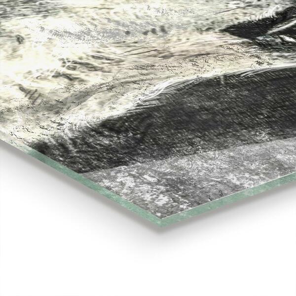 Hob splashback Canadian wolf illustration