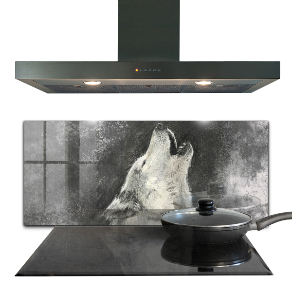 Hob splashback Canadian wolf illustration