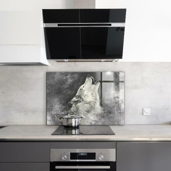 Hob splashback Canadian wolf illustration