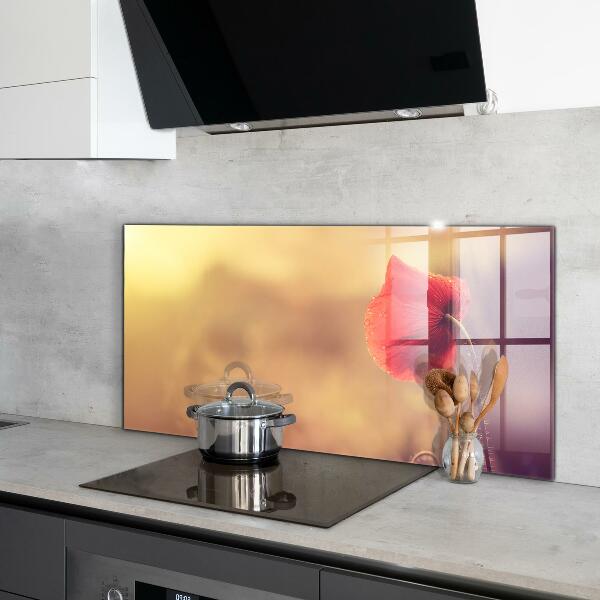 Kitchen wall panels Vintage poppy plant