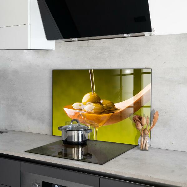 Kitchen wall panels Freshly pressed olive oil