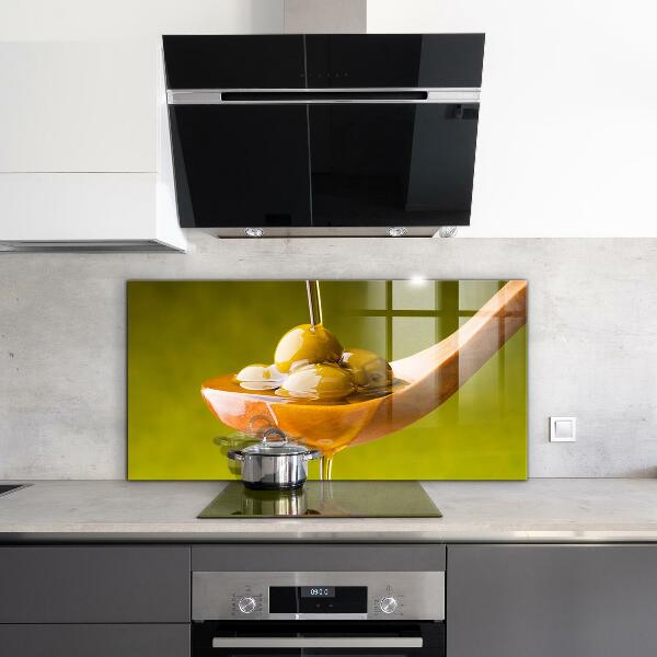 Kitchen wall panels Freshly pressed olive oil