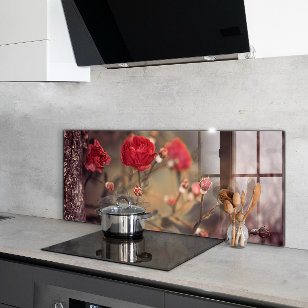 Kitchen wall panels Wild rose in the park