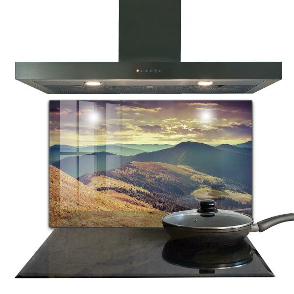 Kitchen glass panel Mountain landscape in autumn