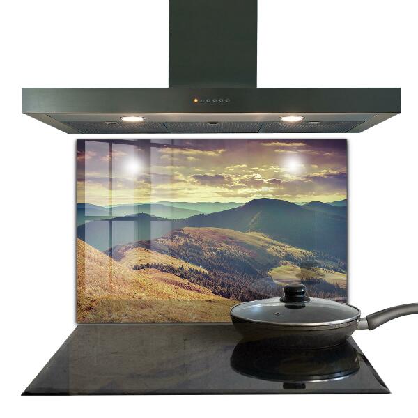 Kitchen glass panel Mountain landscape in autumn