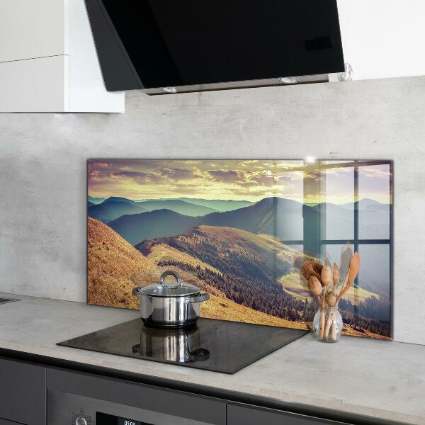 Kitchen glass panel Mountain landscape in autumn