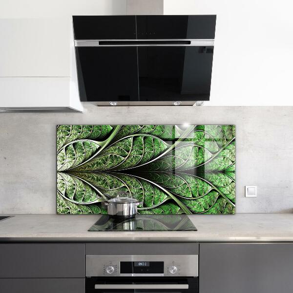 Kitchen wall panels Abstract green leaf