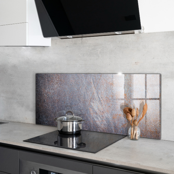 Kitchen glass panel Vintage metal texture