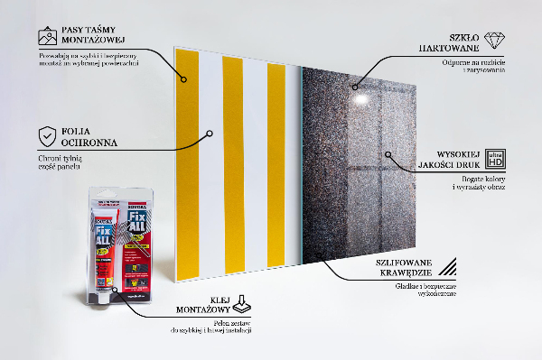 Kitchen glass panel Vintage metal texture